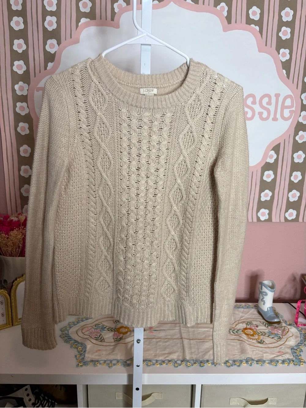 J. Crew Women's Cream Cable-Knit Sweater size XS